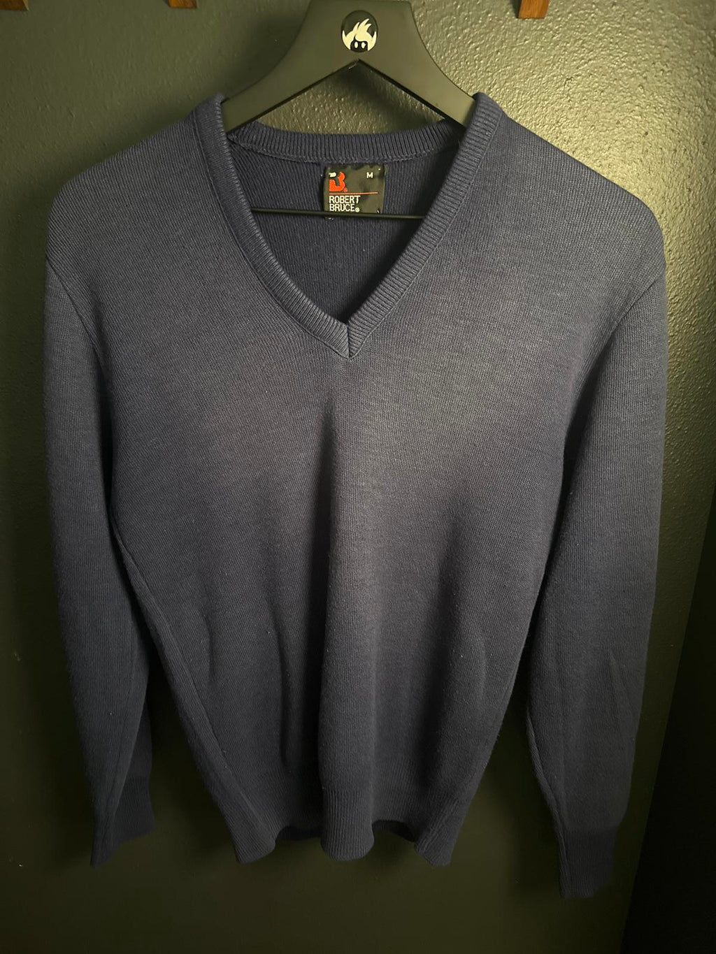 Robert Bruce Men's V-Neck Sweater - Medium - Navy Blue