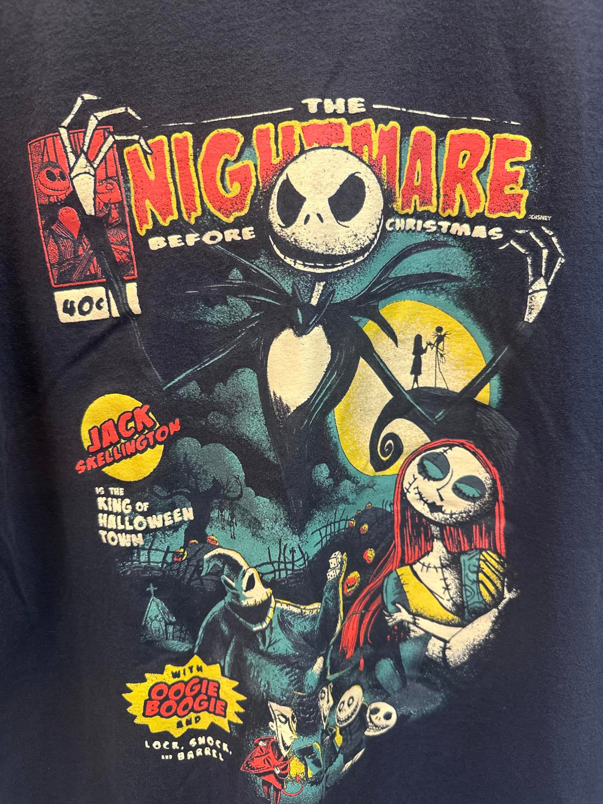 Black Graphic t-shirt featuring characters from The Nightmare Before Christmas.