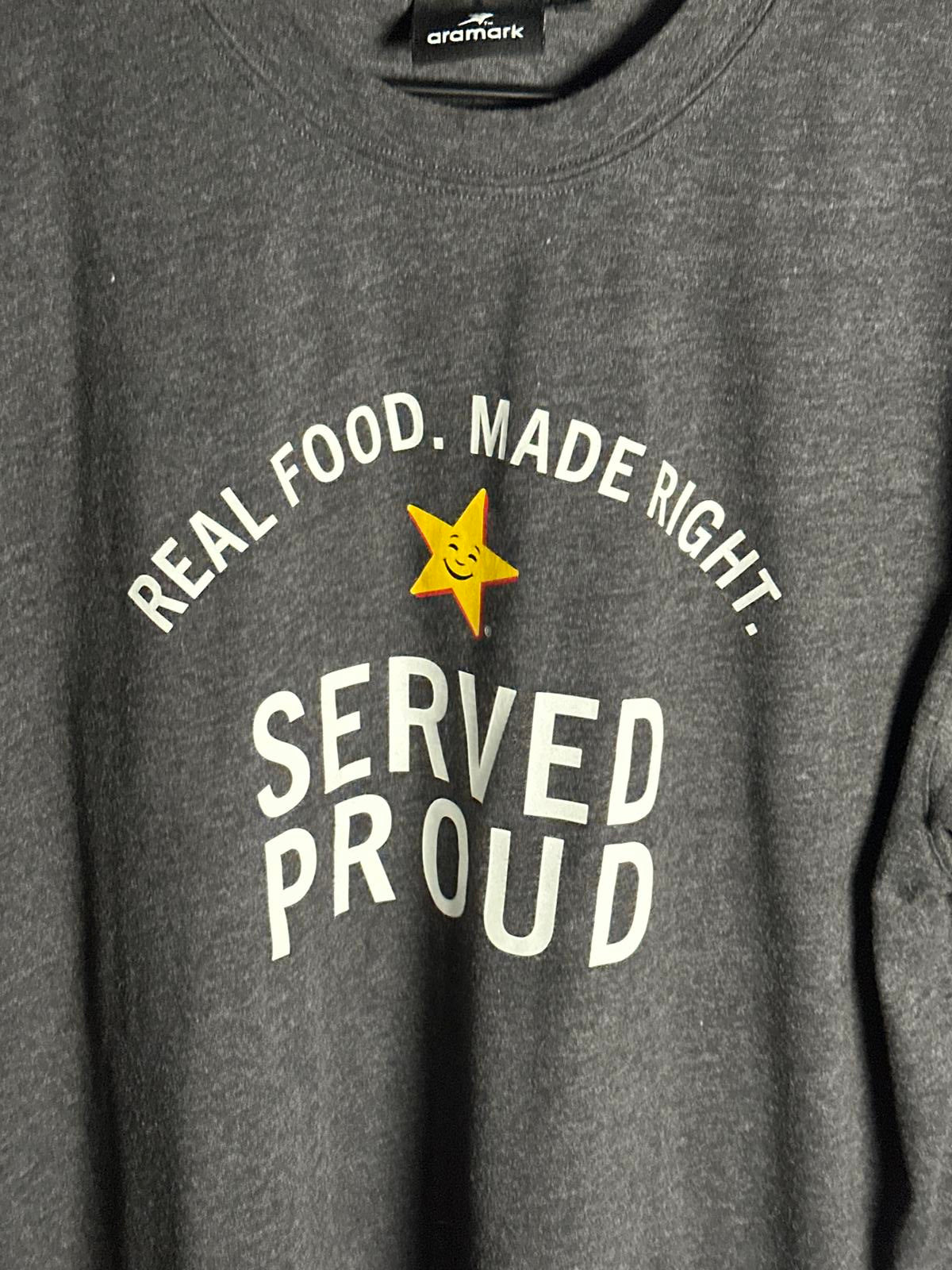 Hardee's Men's Short Sleeve T-Shirt - Gray, Served Proud Graphic