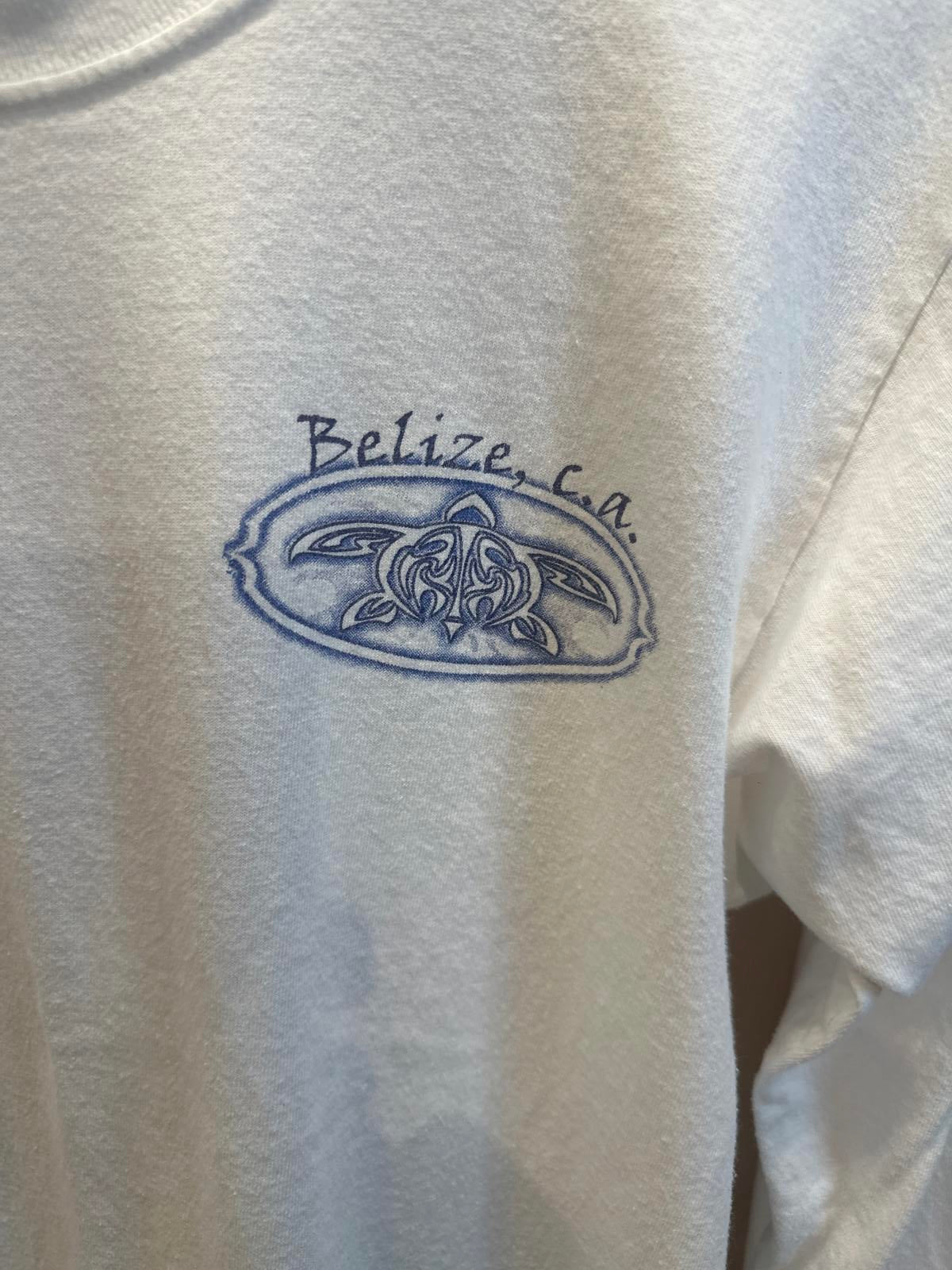 White Long Sleeve T-Shirt with Belize Graphic