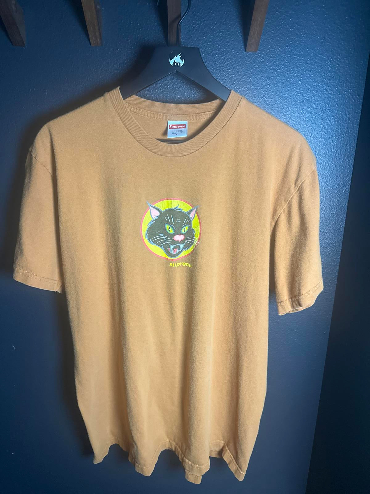 Supreme Brown Graphic Cat Print Short Sleeve T-Shirt