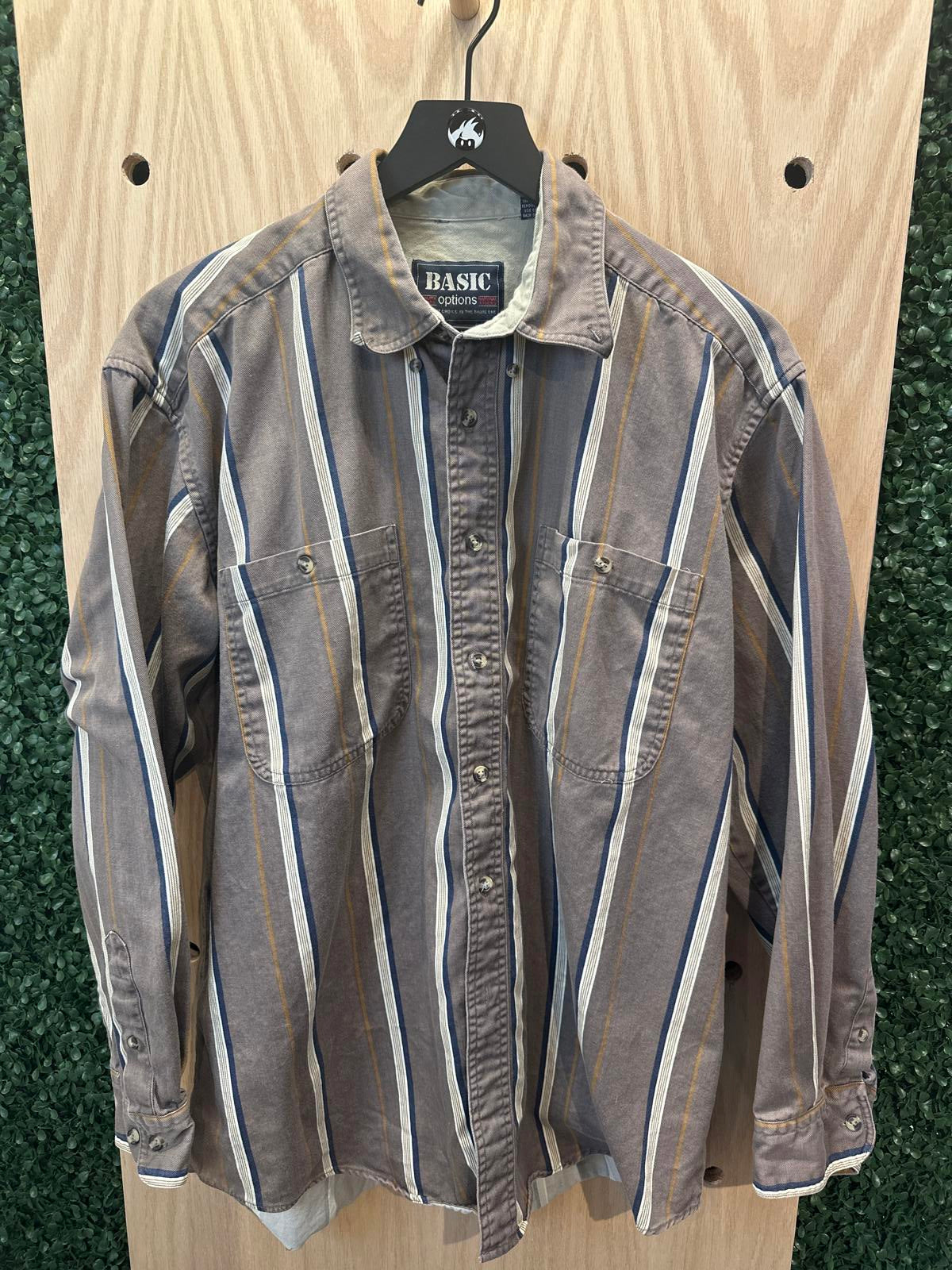 Basic Options Men's Striped Button-Up Shirt