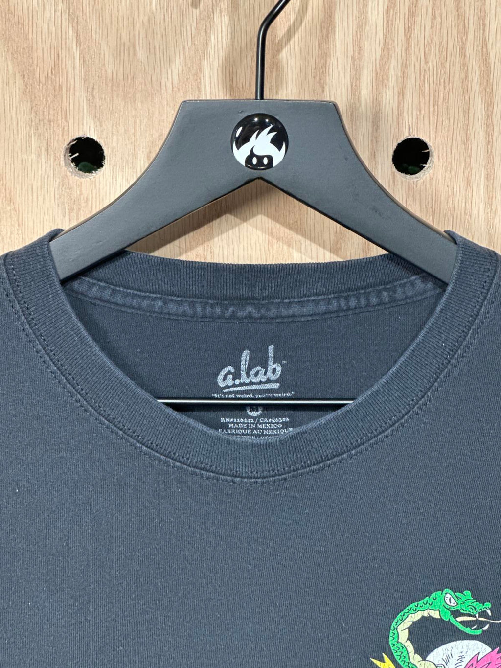 a.lab Black T-Shirt with Dragon and Skull Graphic