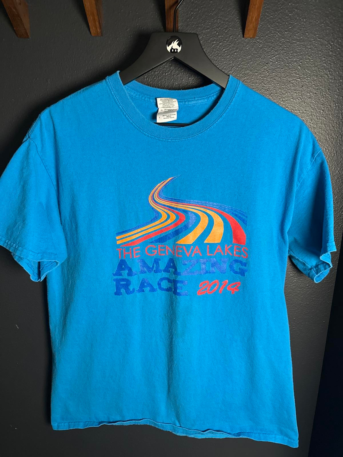 Hanes The Geneva Lakes Amazing Race 2014 Blue T-Shirt Large