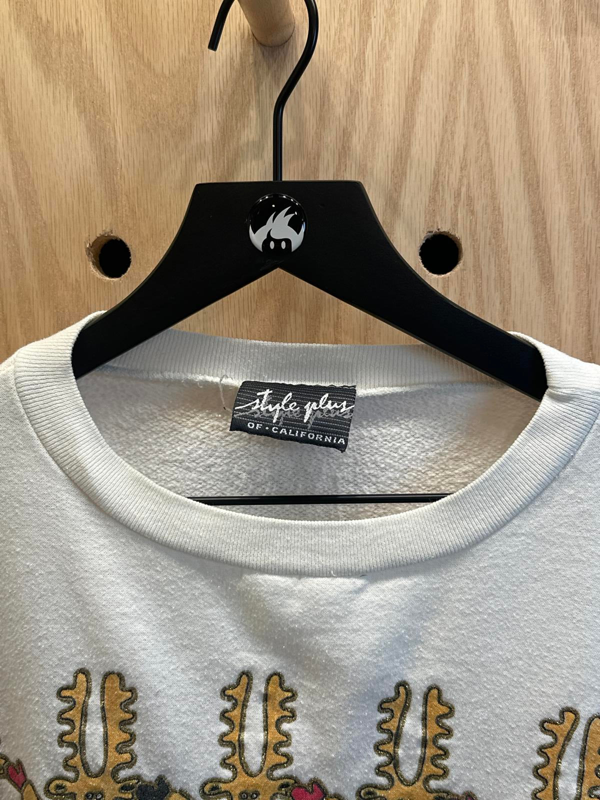 Vintage Plus of California Womenswear White Jingle Bells Lightweight Sweatshirt