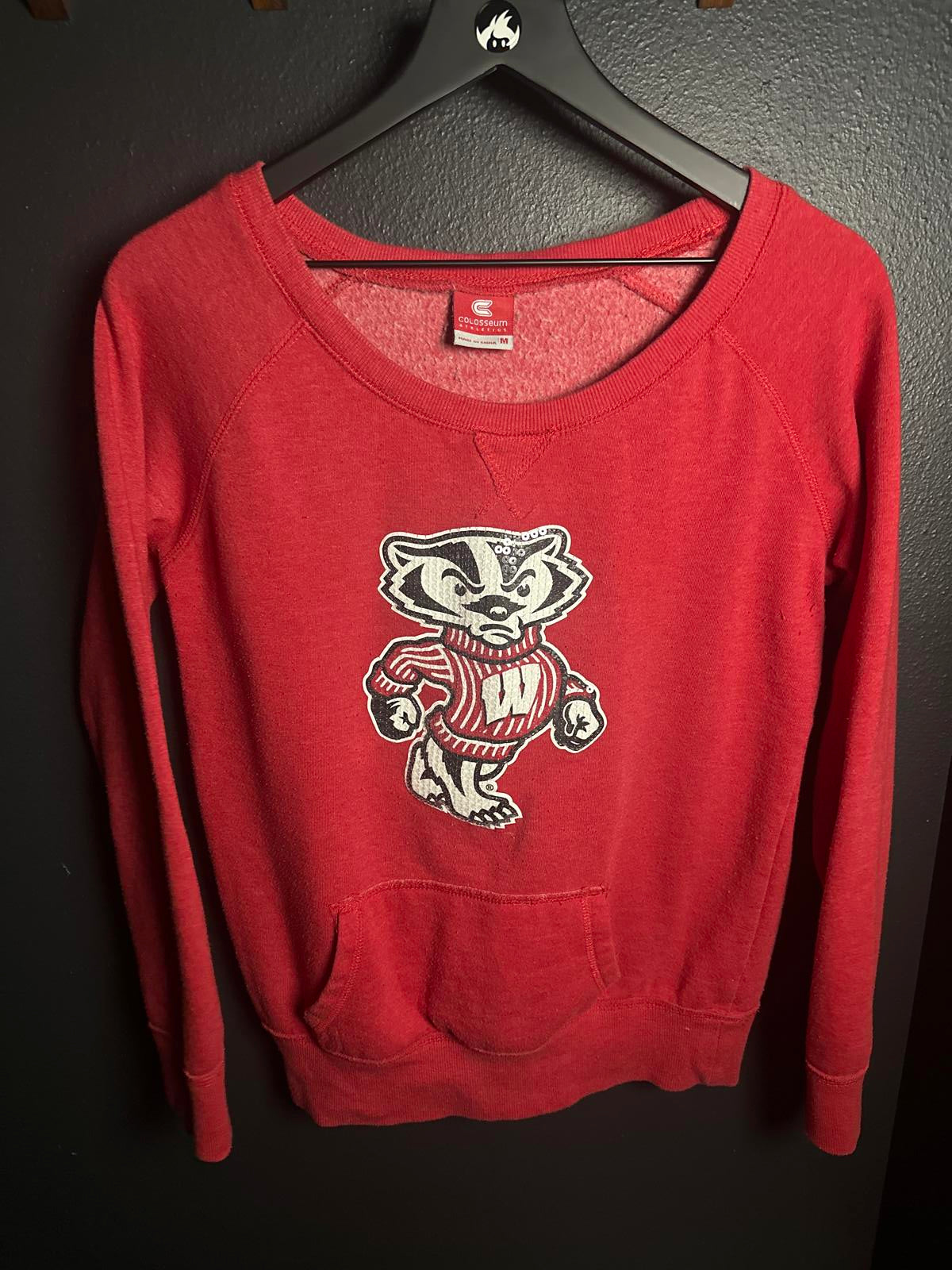 Wisconsin Badgers Red Sweatshirt with Bucky Badger Graphic