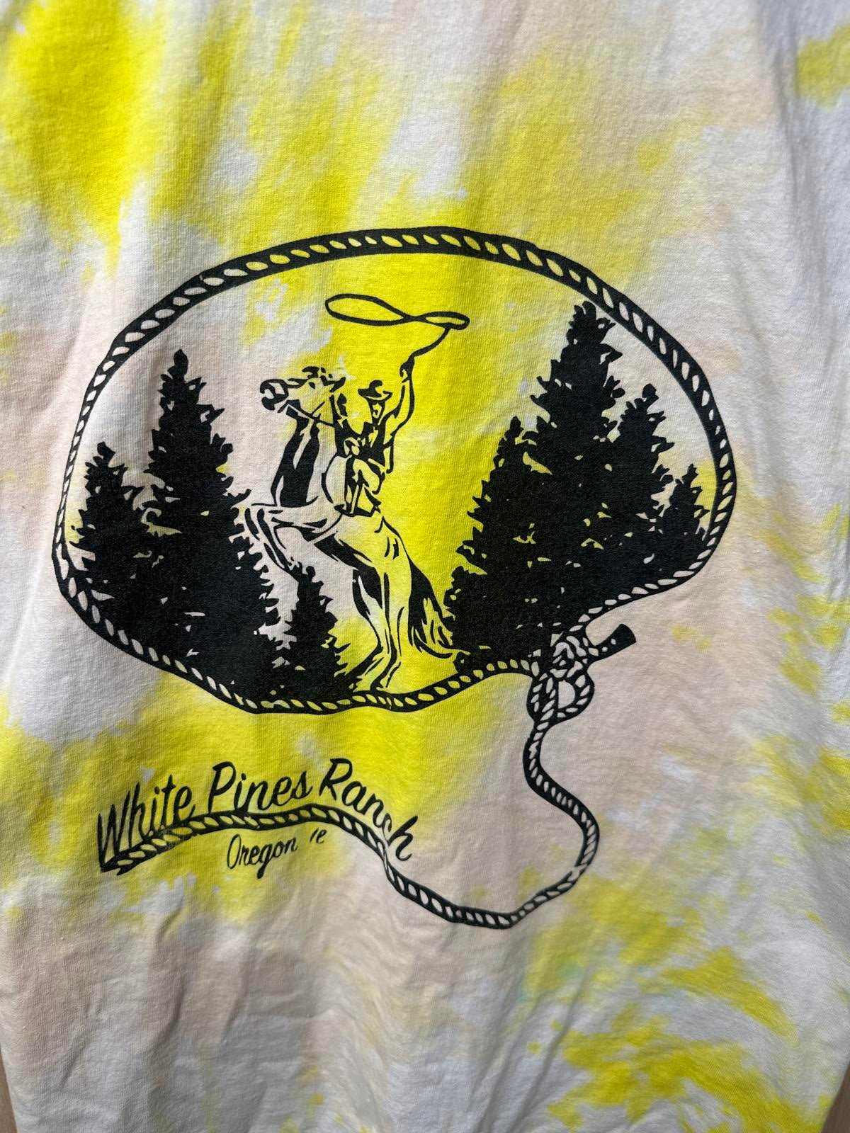 White Pines Ranch Tie-Dye Yellow and White Men's T-Shirt