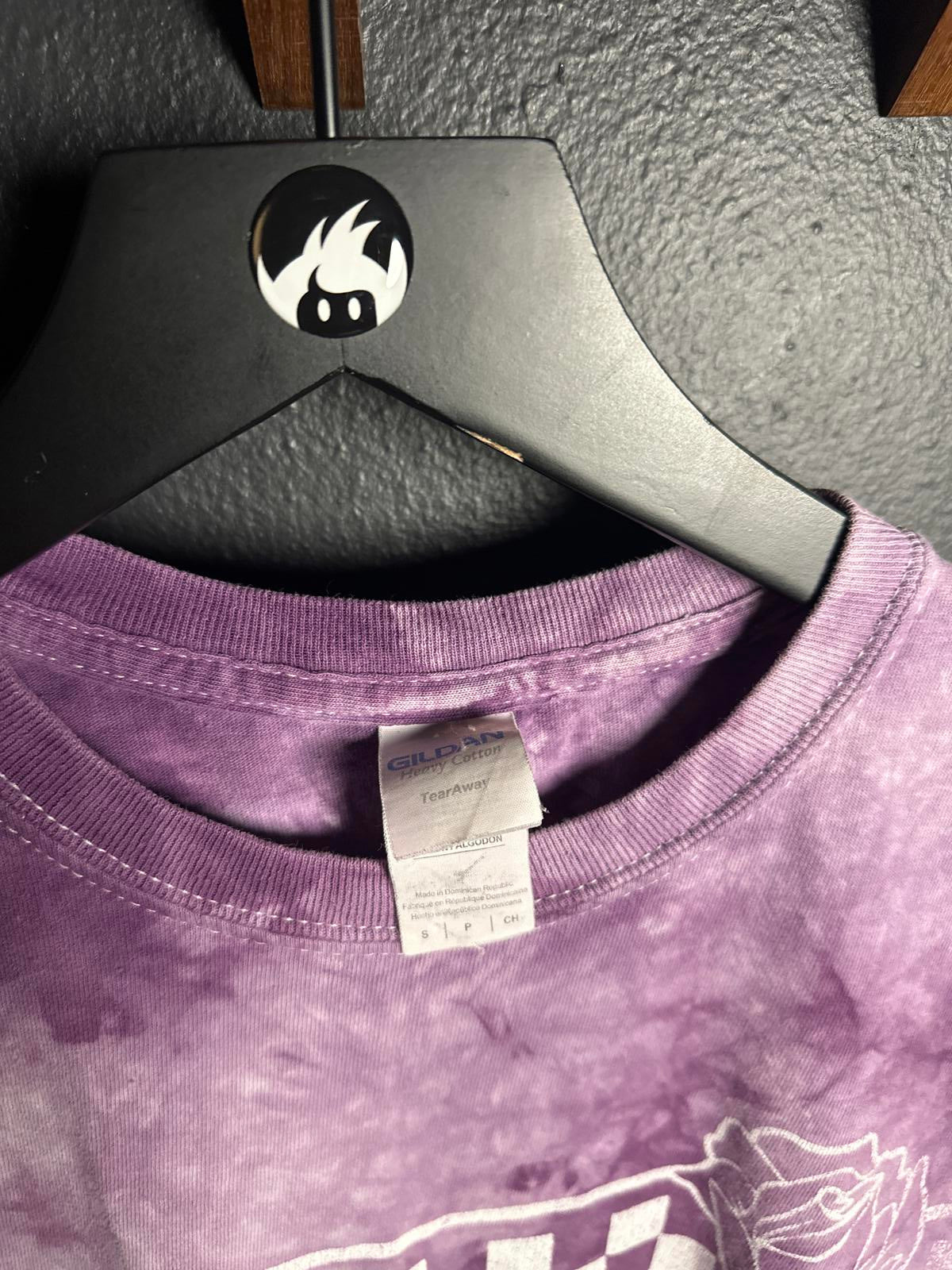 Tie-Dye Purple T-Shirt with Rose Design