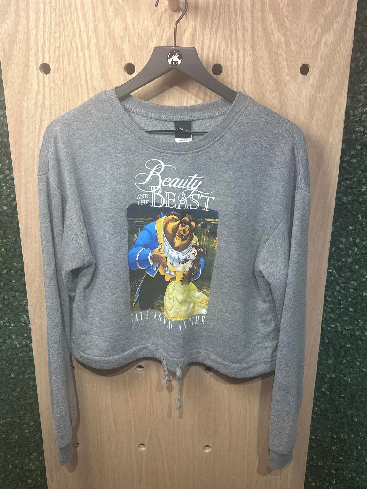 Disney Beauty and the Beast Grey Sweatshirt Crop Top
