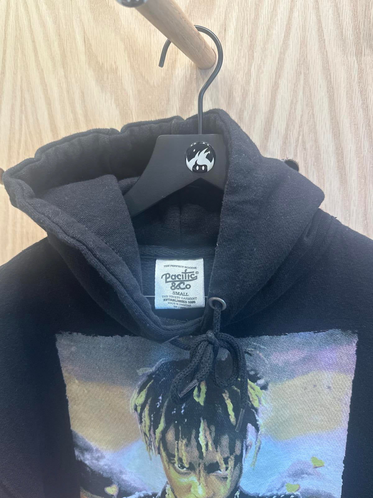 Men's Black Graphic Hoodie with Drawstring Hood