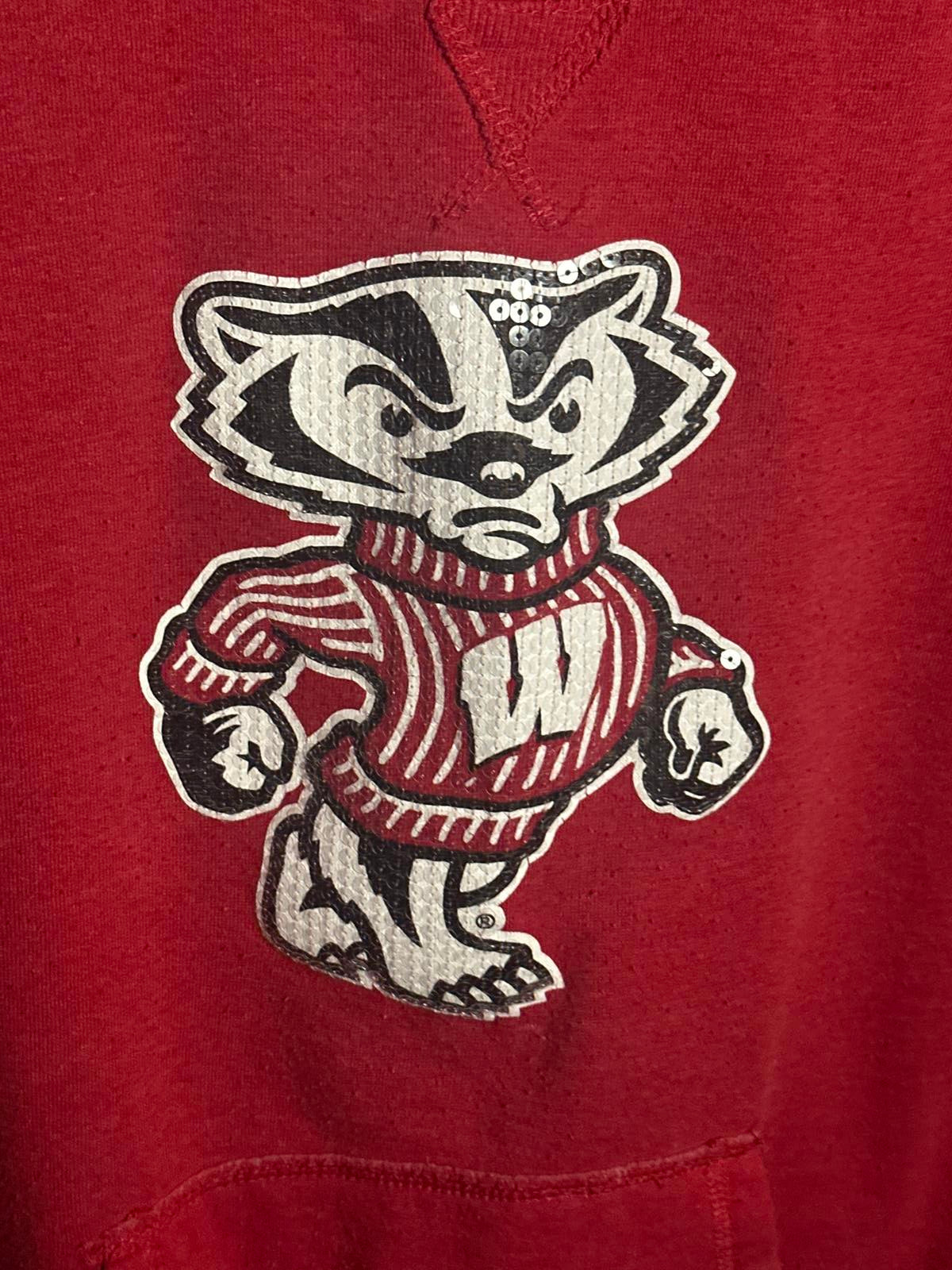 Wisconsin Badgers Red Sweatshirt with Bucky Badger Graphic