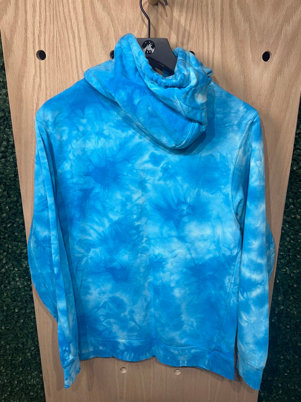 Rogue Blue Tie-Dye Hoodie with Pink Logo
