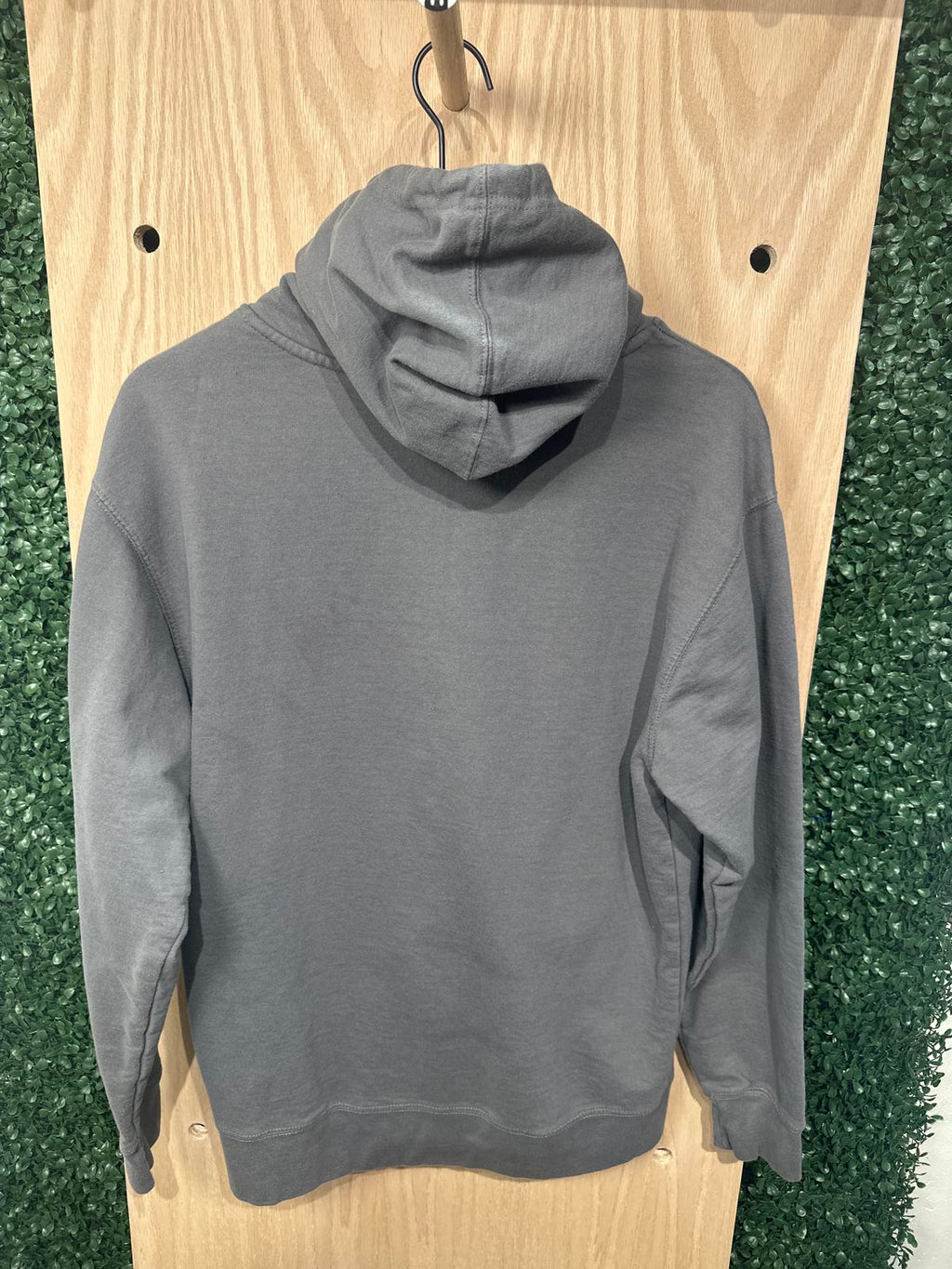 Gray Men's Hoodie with Horse Graphic and Drawstring Hood