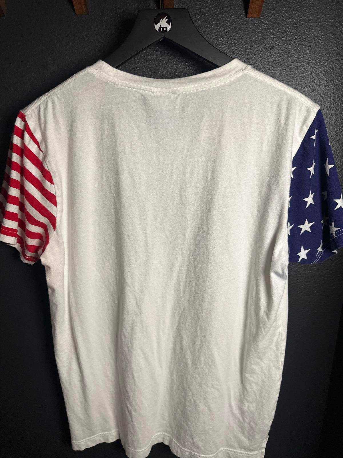 Victoria's Secret PINK White T-Shirt with American Flag Sleeves