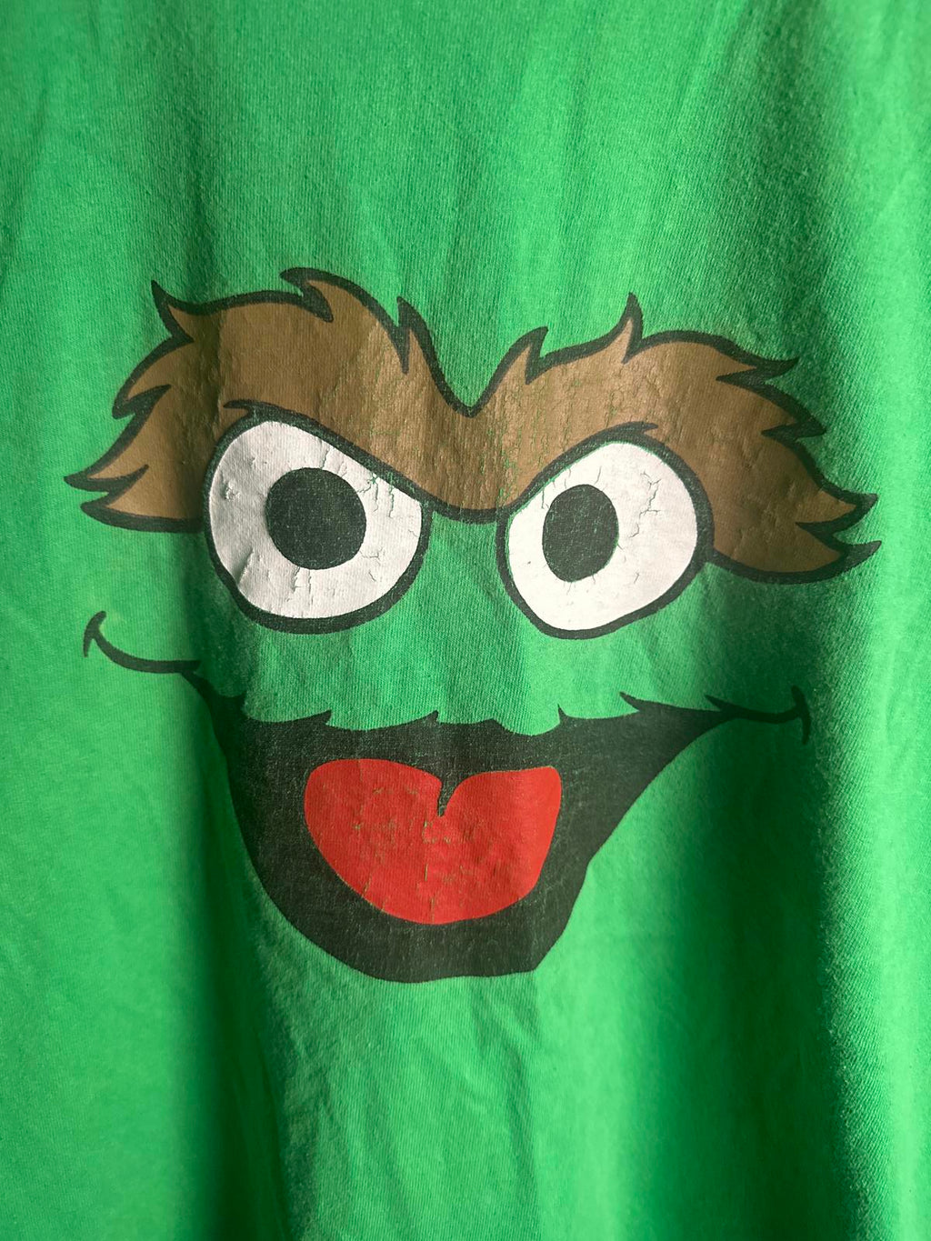 Green Gildan Ultra Cotton T-Shirt with Oscar Cartoon Face Print