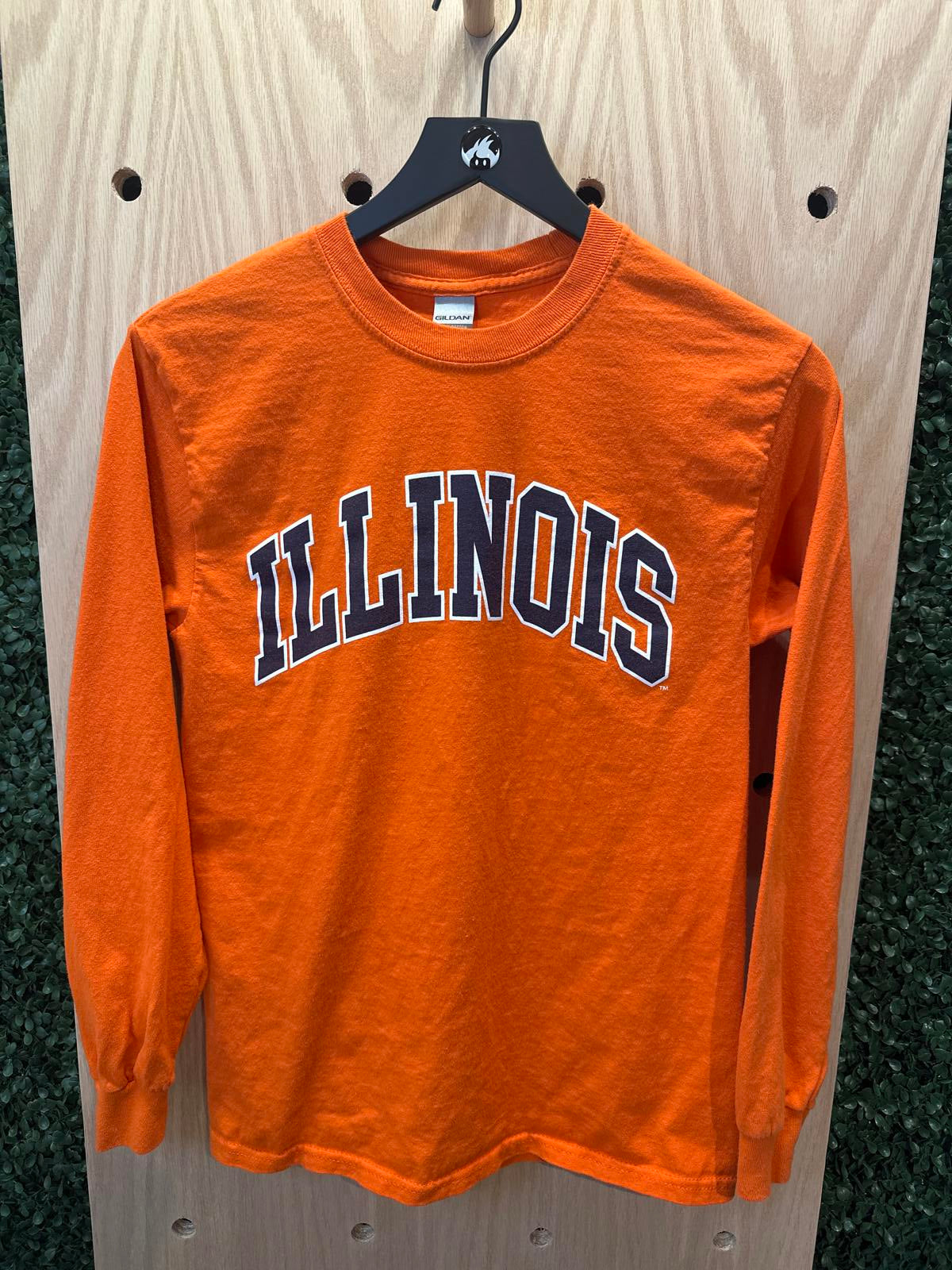 Gildan Orange Illinois Long Sleeve T-Shirt, Size Small