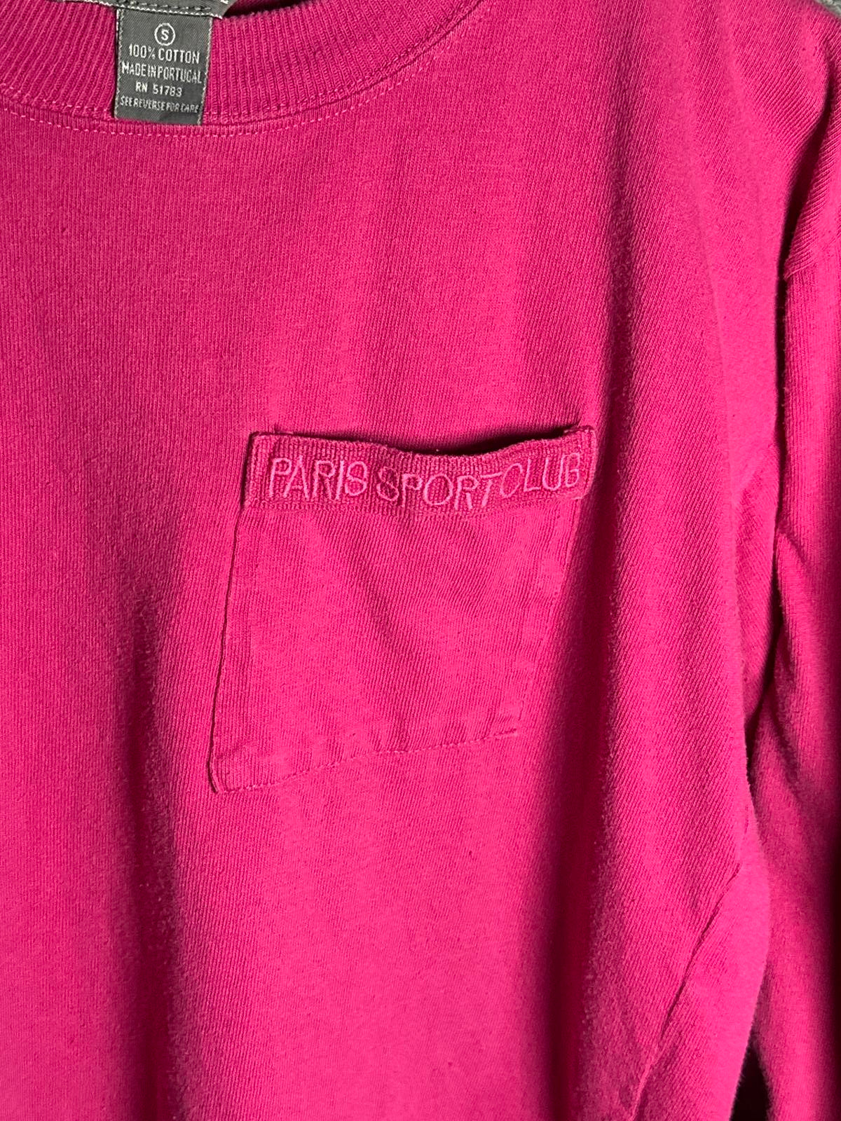 Paris Sport Club Women's Long Sleeve Crop Top in Pink