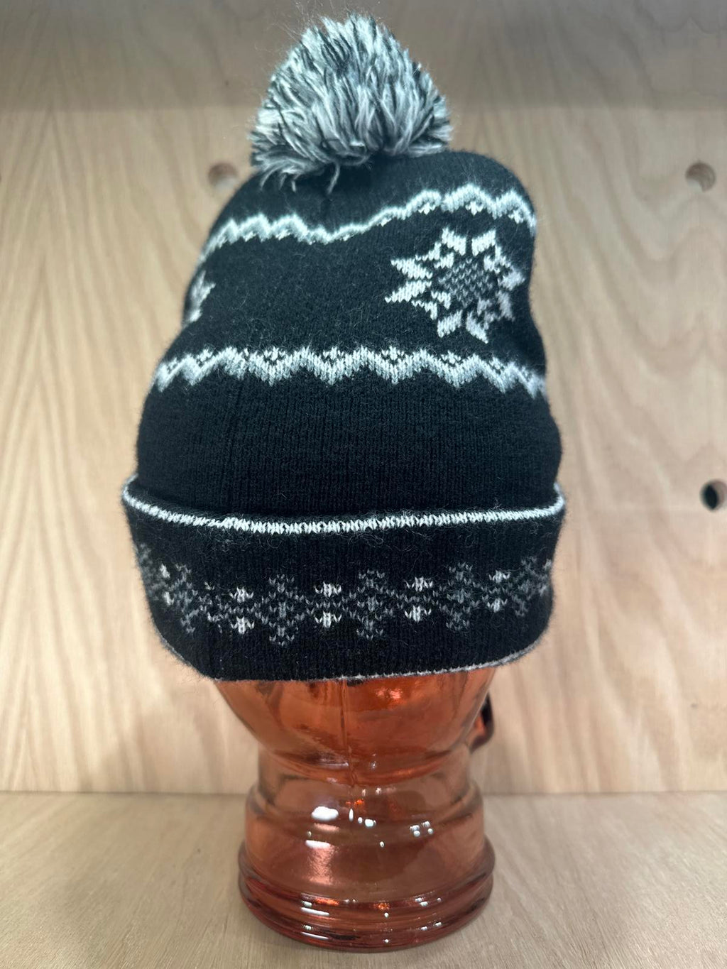 Black and White Disney Jack Skellington Knit Beanie Hat with Pom Pom