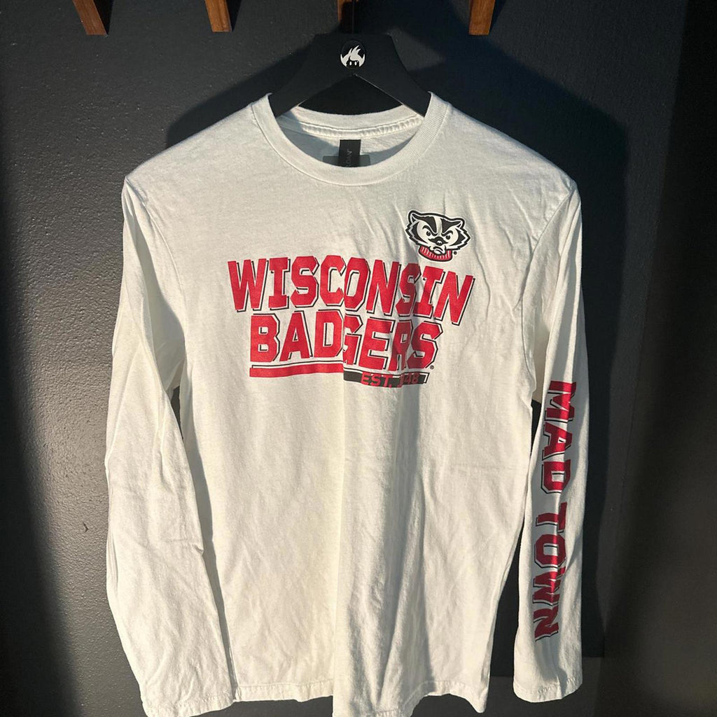 Gildan Wisconsin Badgers White Long Sleeve Shirt