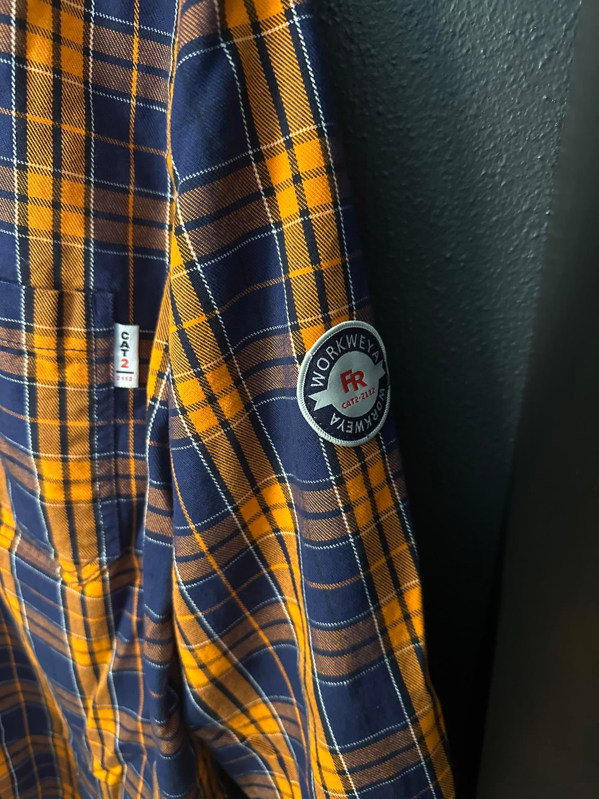 WorkWeya Men's Plaid Button-Up Shirt - Blue & Orange