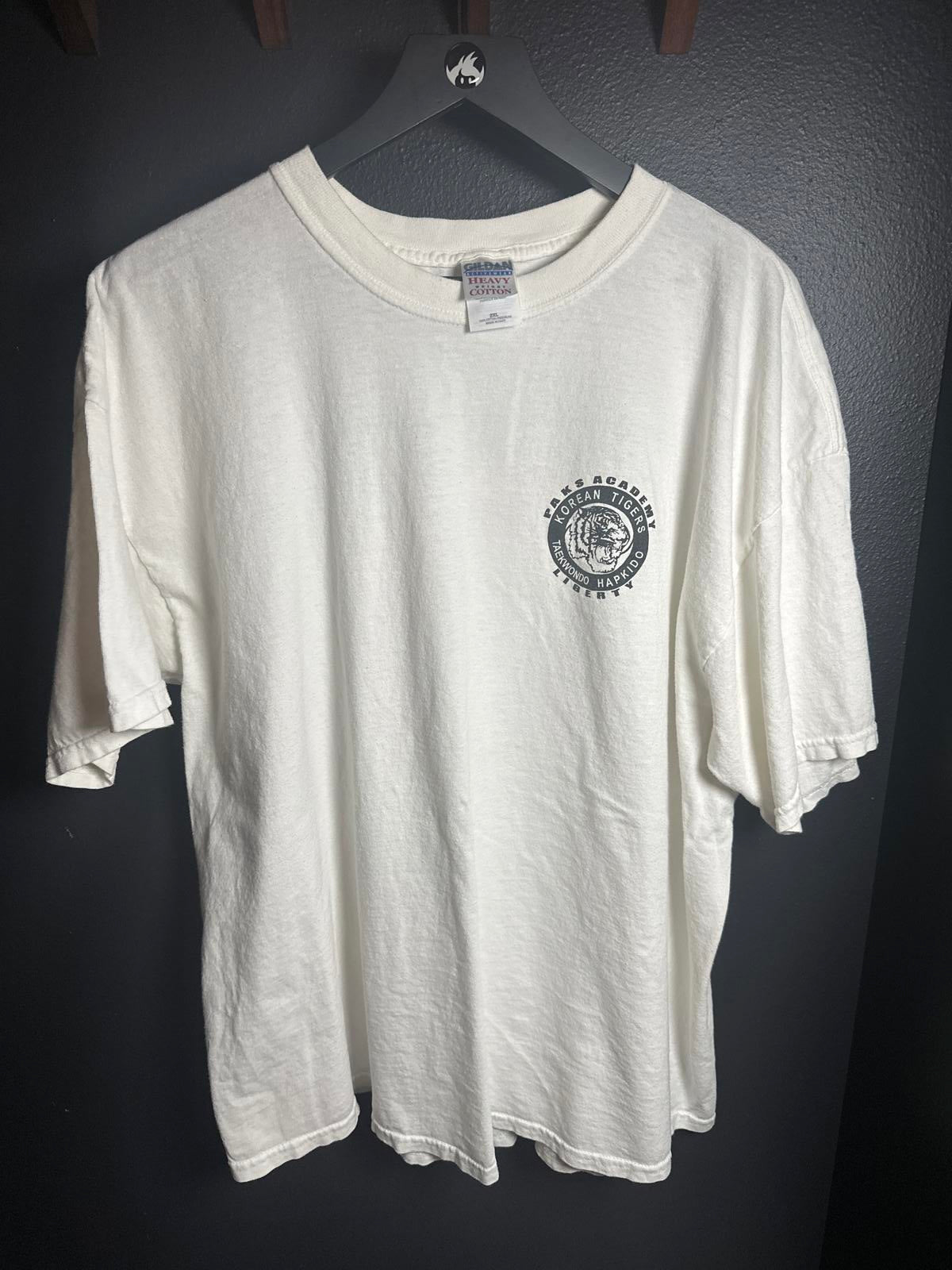 Gildan Heavy Cotton White Graphic T-Shirt - Paks Academy Korean Tigers