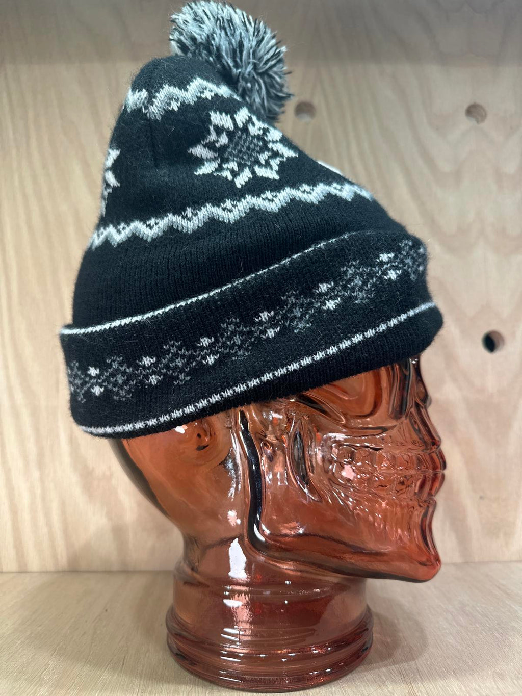 Black and White Disney Jack Skellington Knit Beanie Hat with Pom Pom