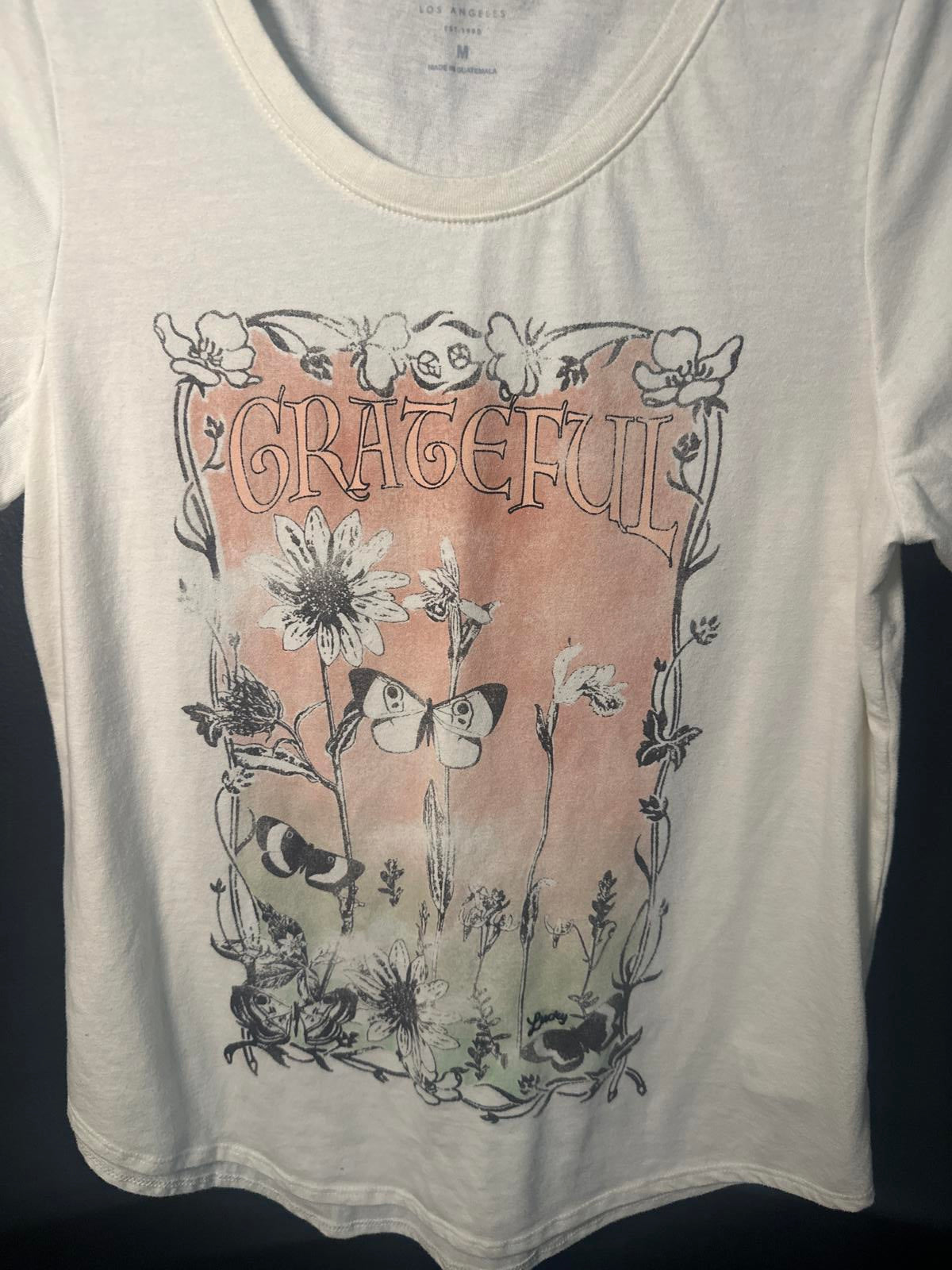 Grateful Graphic Tee - Casual Loose Fit T-Shirt - Lucky Brand