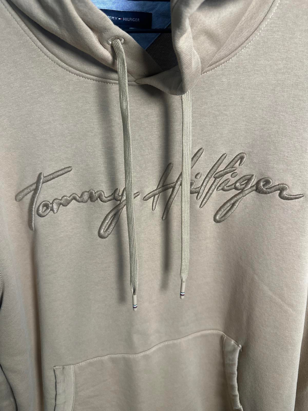 Tommy Hilfiger Men’s Casual Hoodie - Beige Signature Logo