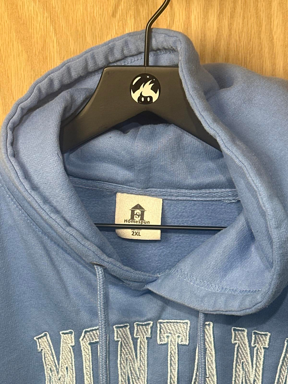 Homespun Montana Light Blue Hoodie Size 2XL