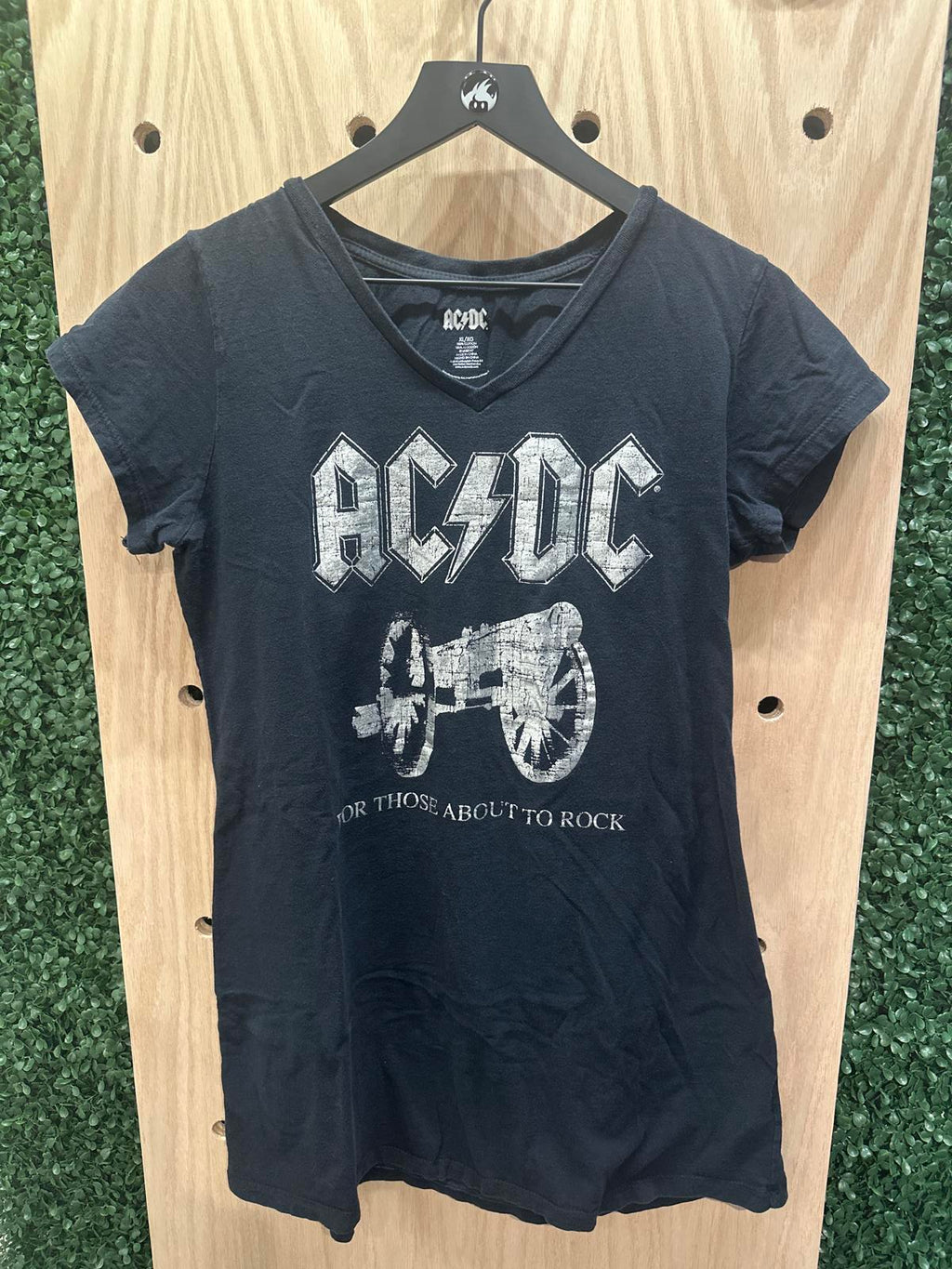 AC/DC Women's Black V-Neck T-Shirt - For Those About to Rock