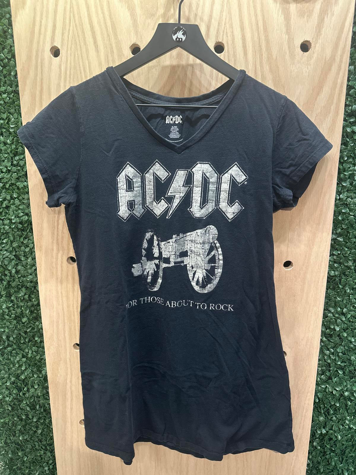 AC/DC Women's Black V-Neck T-Shirt - For Those About to Rock