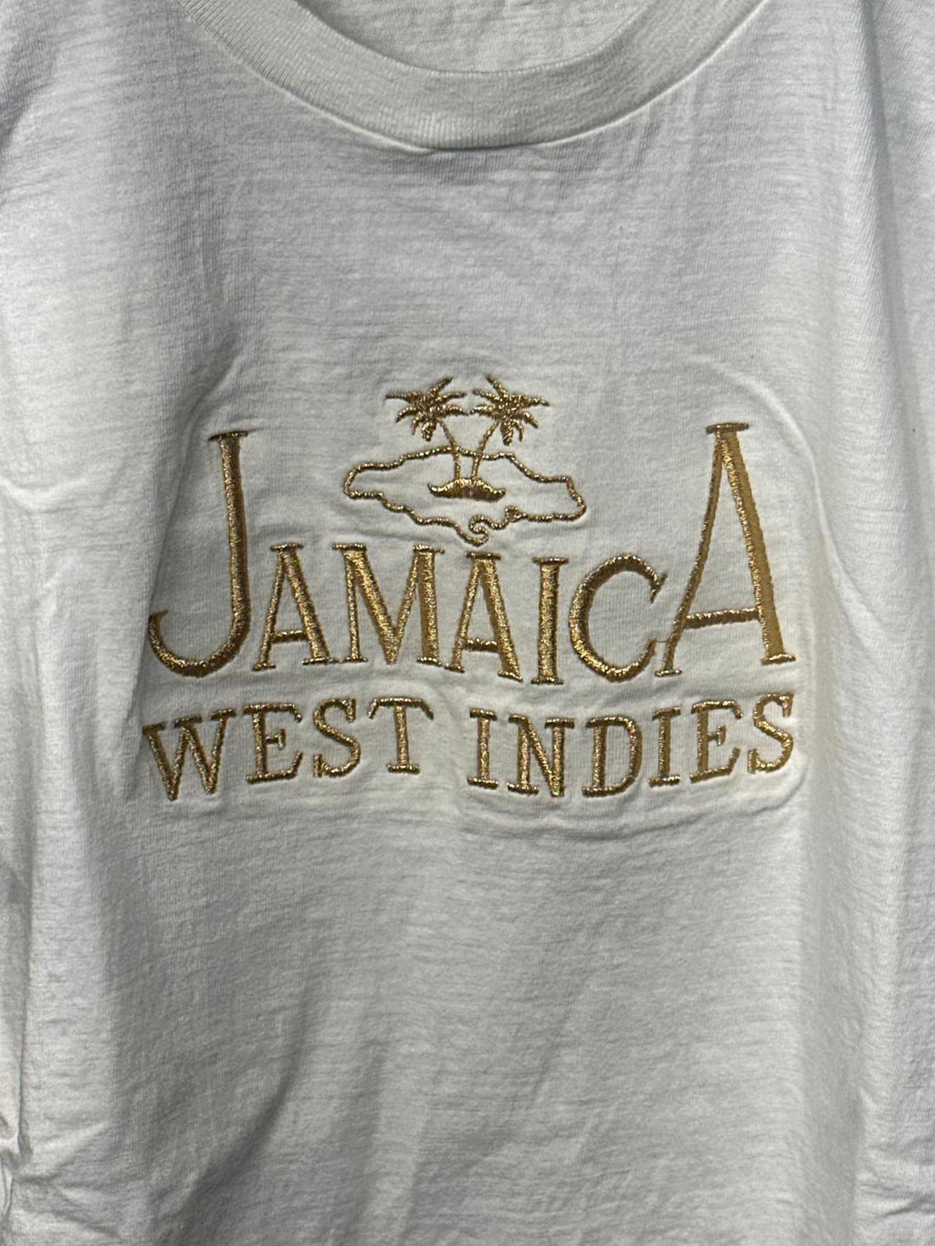 White Jamaica West Indies Embroidered T-Shirt