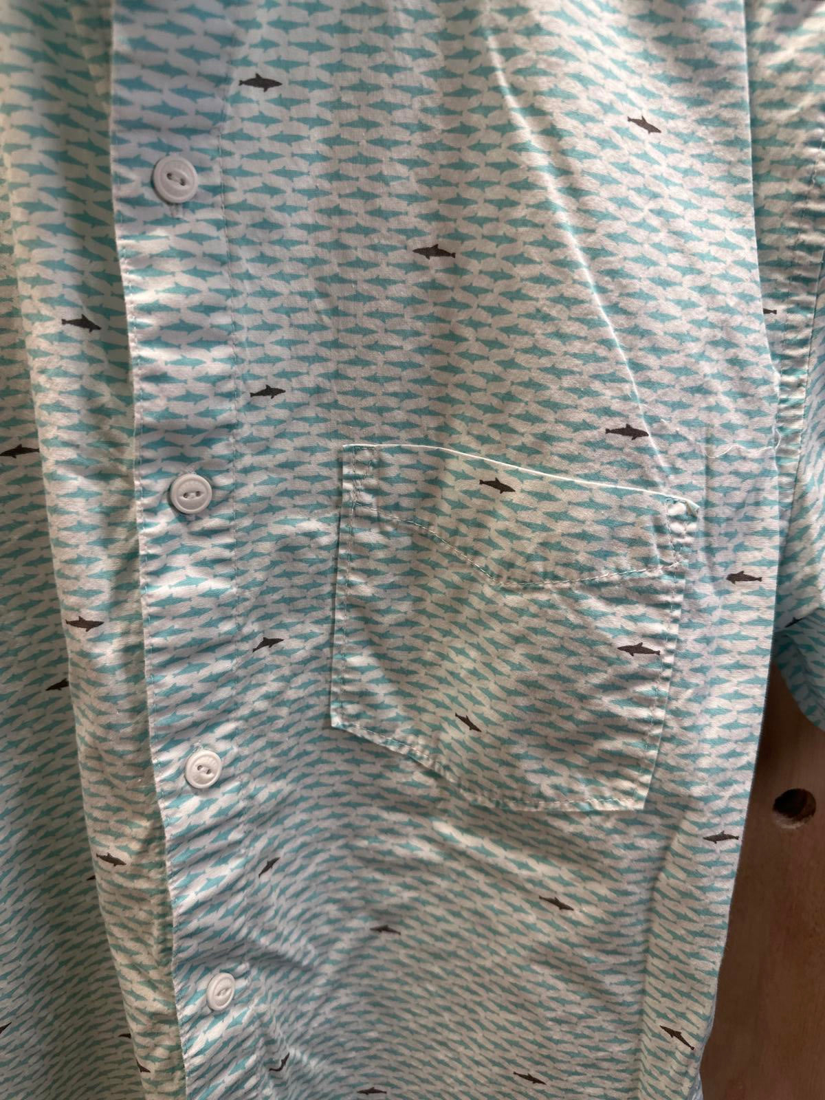 Haggar Men's Short Sleeve Button-Up Shirt with Fish Pattern