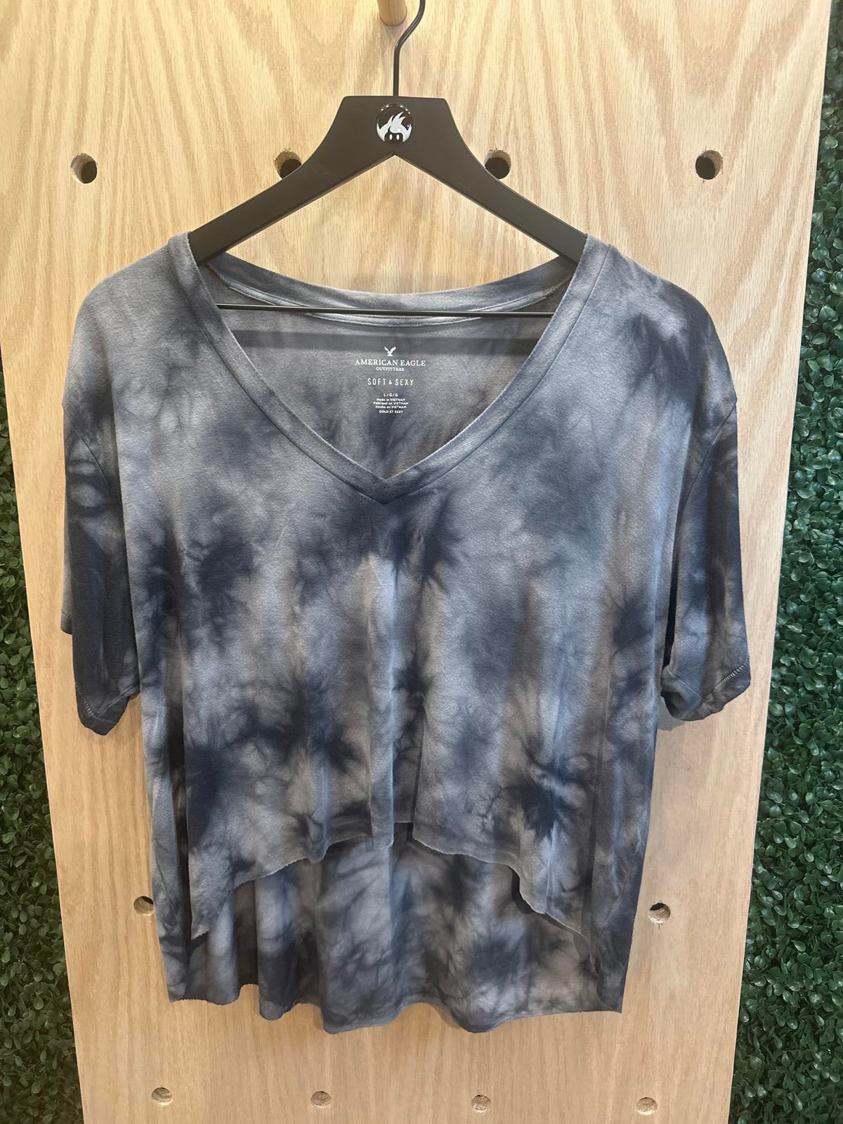 American Eagle Soft & Sexy Tie-Dye V-Neck Short Sleeve Crop Top