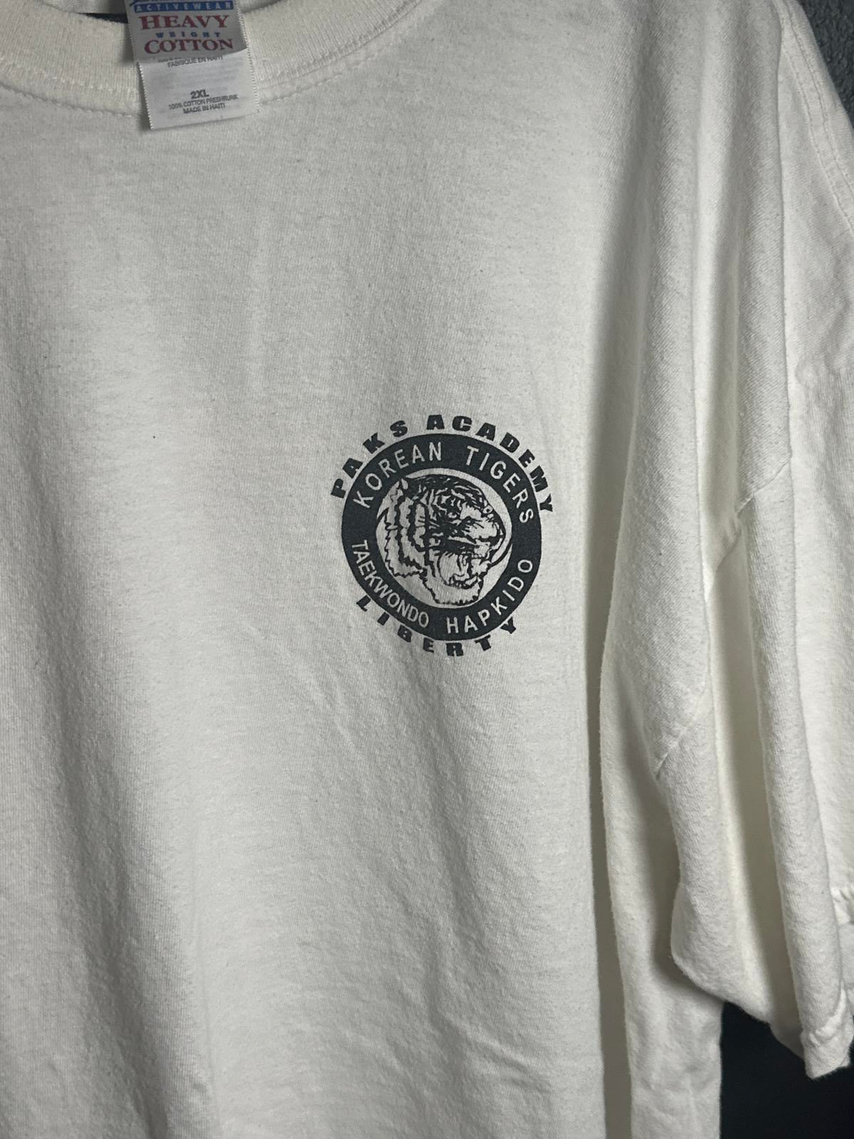 Gildan Heavy Cotton White Graphic T-Shirt - Paks Academy Korean Tigers