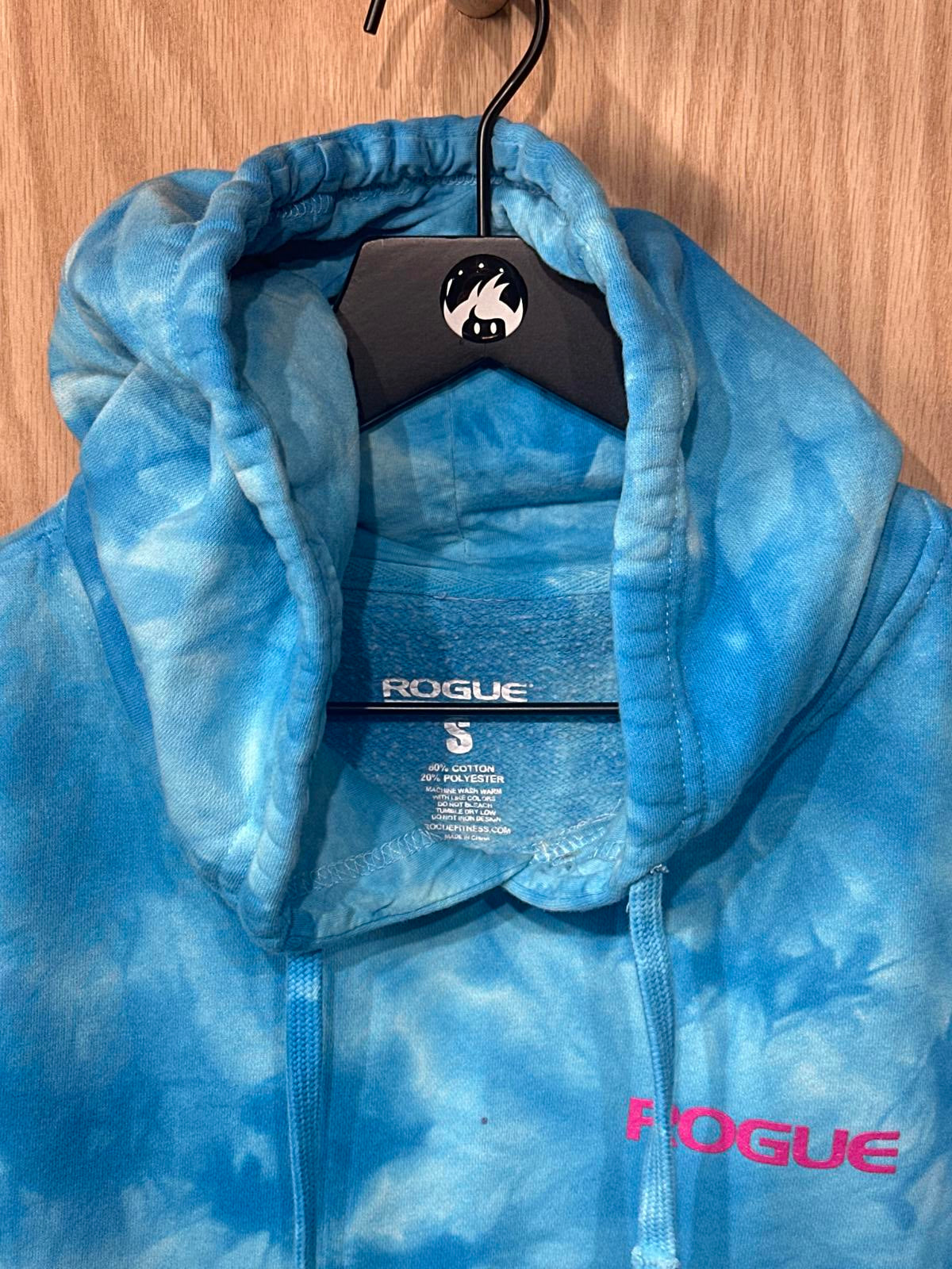 Rogue Blue Tie-Dye Hoodie with Pink Logo