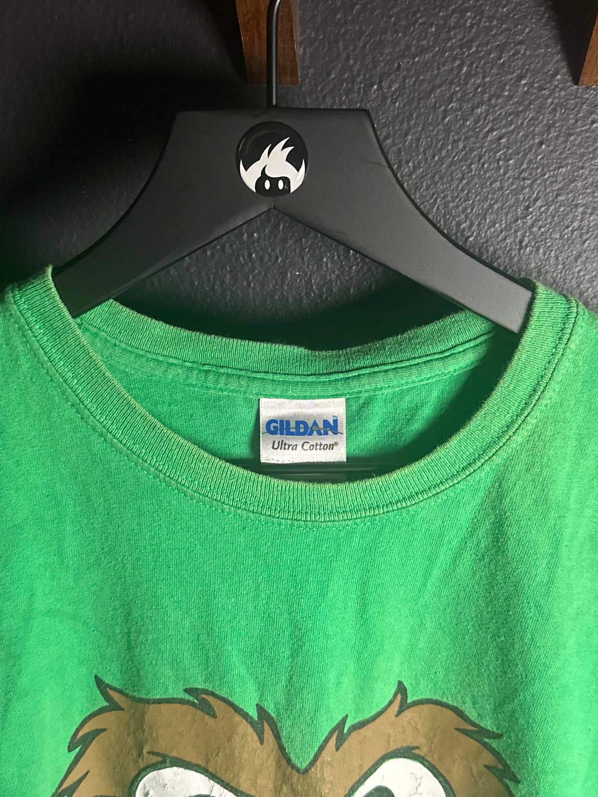 Green Gildan Ultra Cotton T-Shirt with Oscar Cartoon Face Print