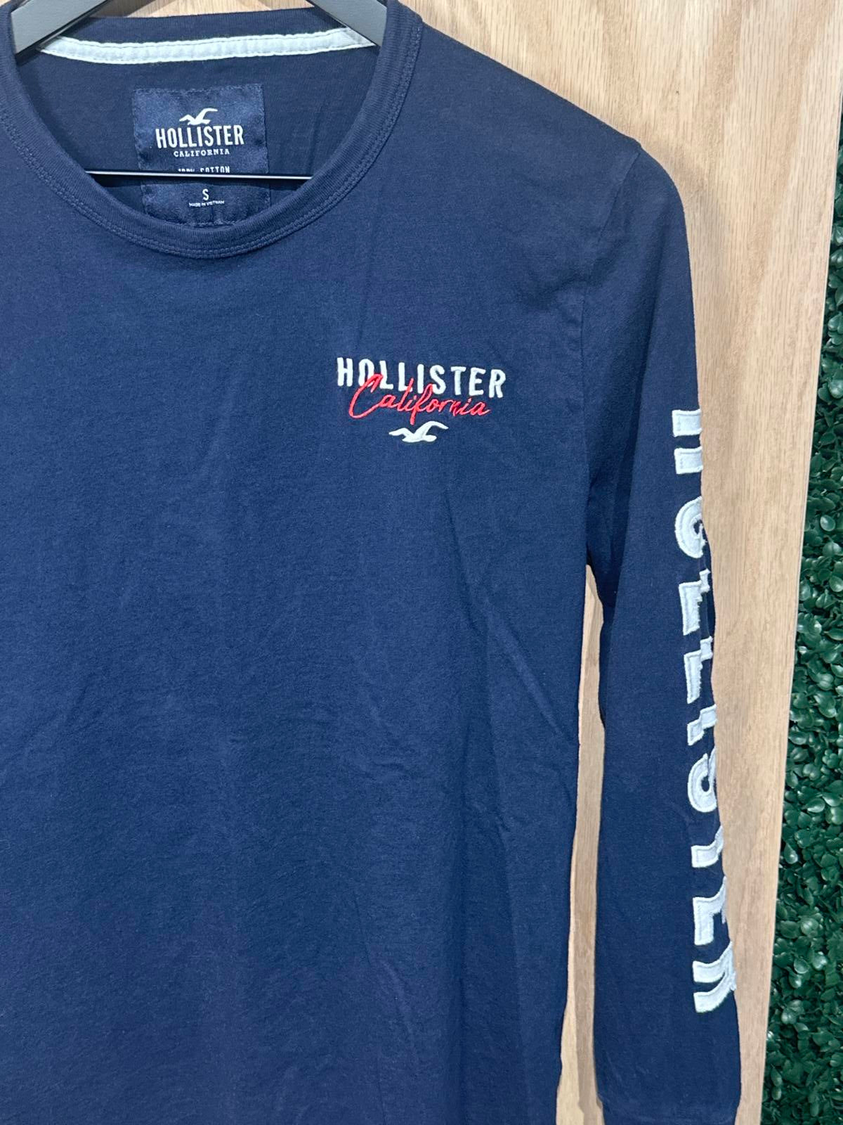 Hollister Men's Long Sleeve Navy Blue Shirt