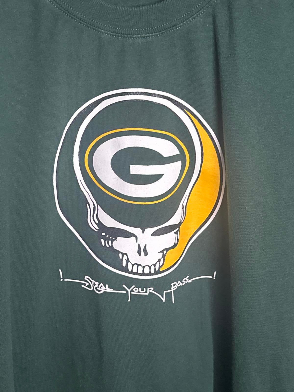 Green Hanes Long Sleeve T-Shirt with Green Bay Graphic Print