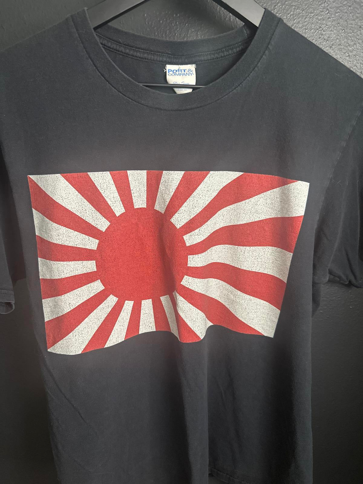 Port & Company Black T-Shirt with Red Sun Design