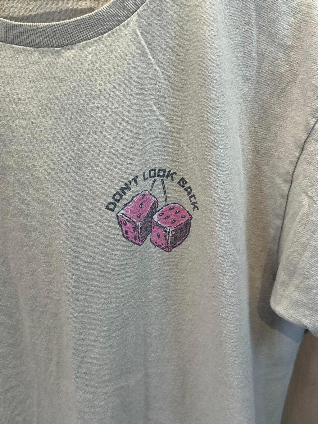 RF Brand Beige Men's Graphic "Dont Look Back" T-Shirt with Dice Design