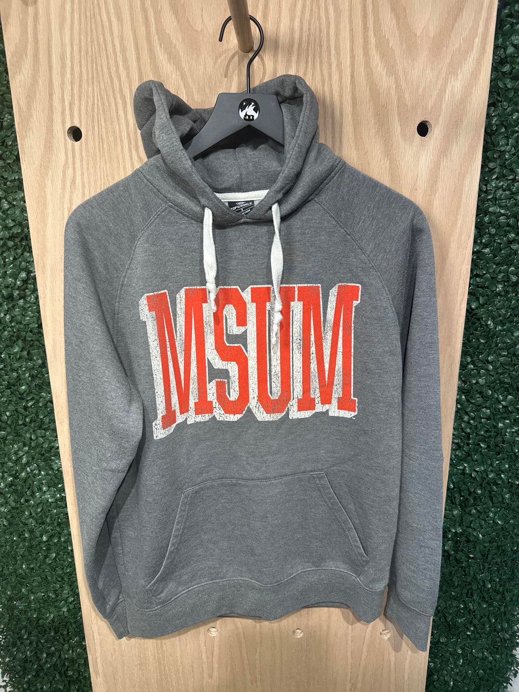 MSUM Grey Hooded Sweatshirt with Orange Lettering