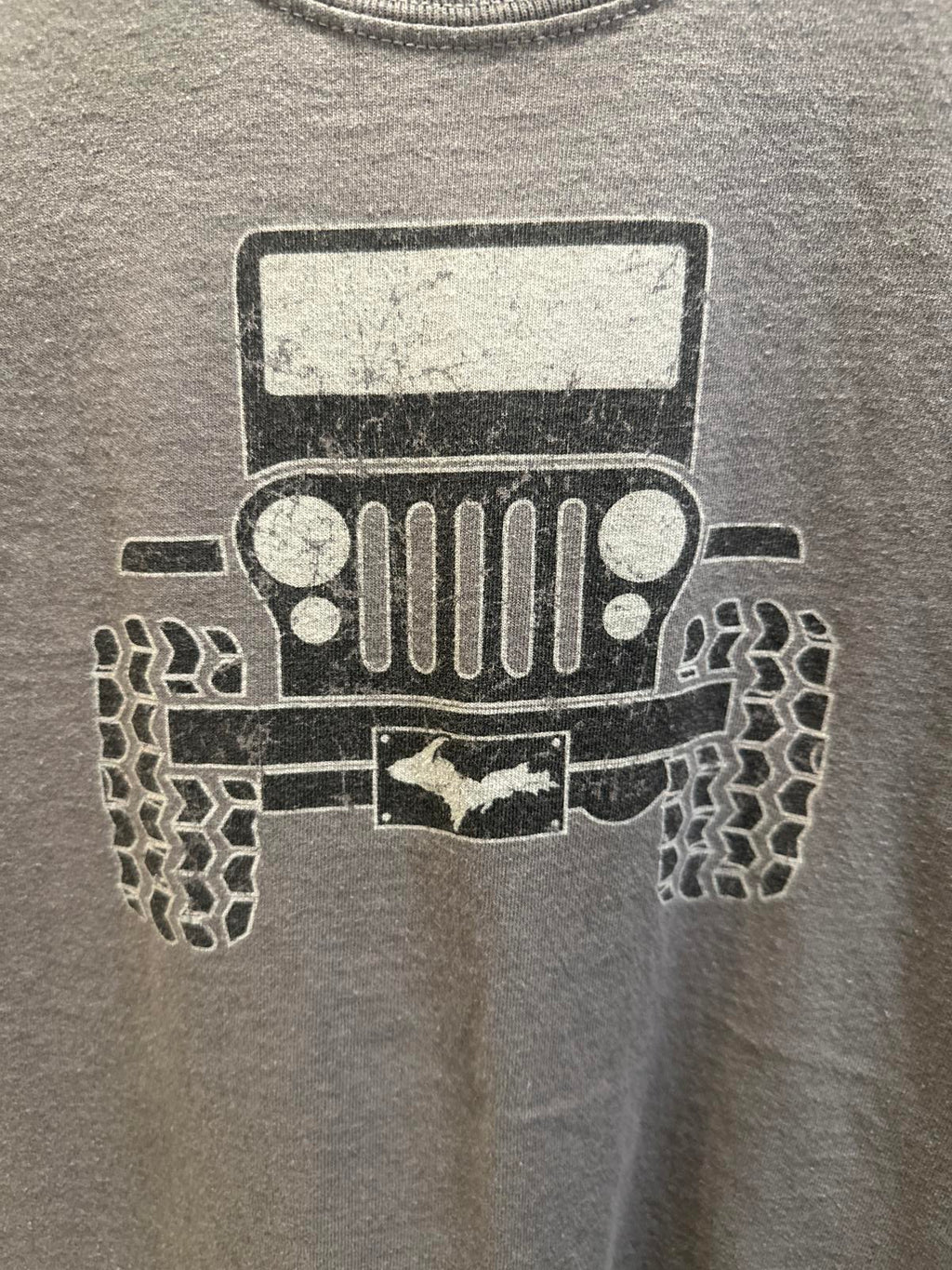 Gray Graphic T-Shirt with Jeep Front Design