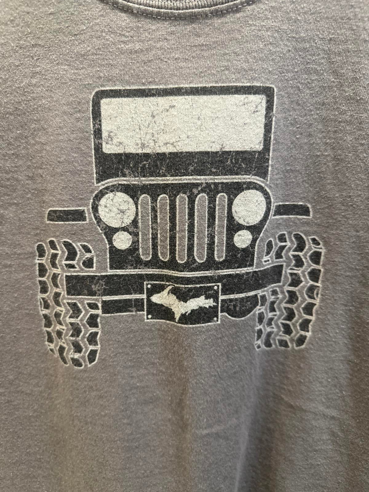 Gray Graphic T-Shirt with Jeep Front Design