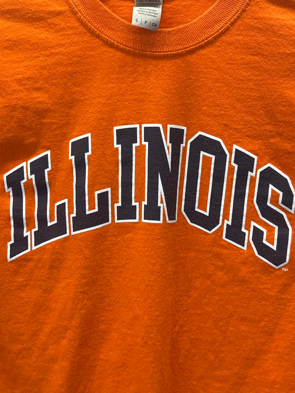 Gildan Orange Illinois Long Sleeve T-Shirt, Size Small