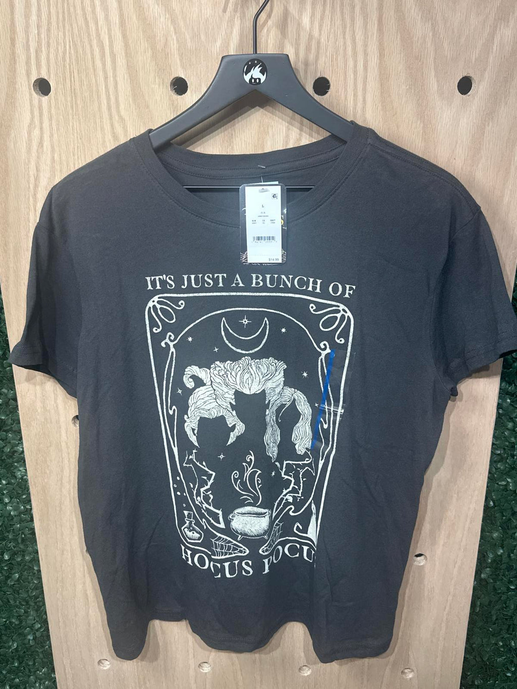 Black Graphic Tee with 'It's Just a Bunch of Hocus Pocus' Design