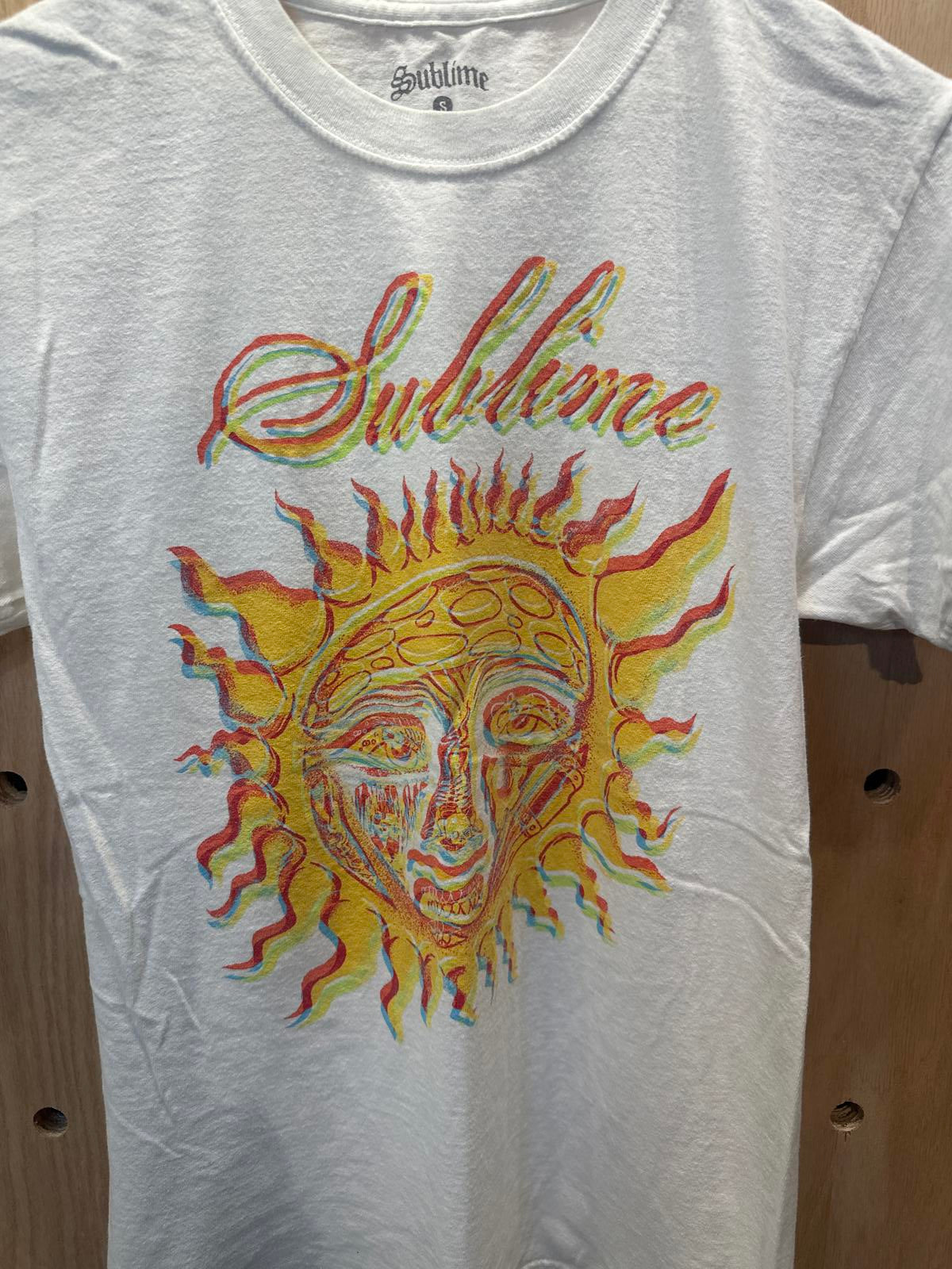 Sublime White Graphic T-Shirt with Sun Design