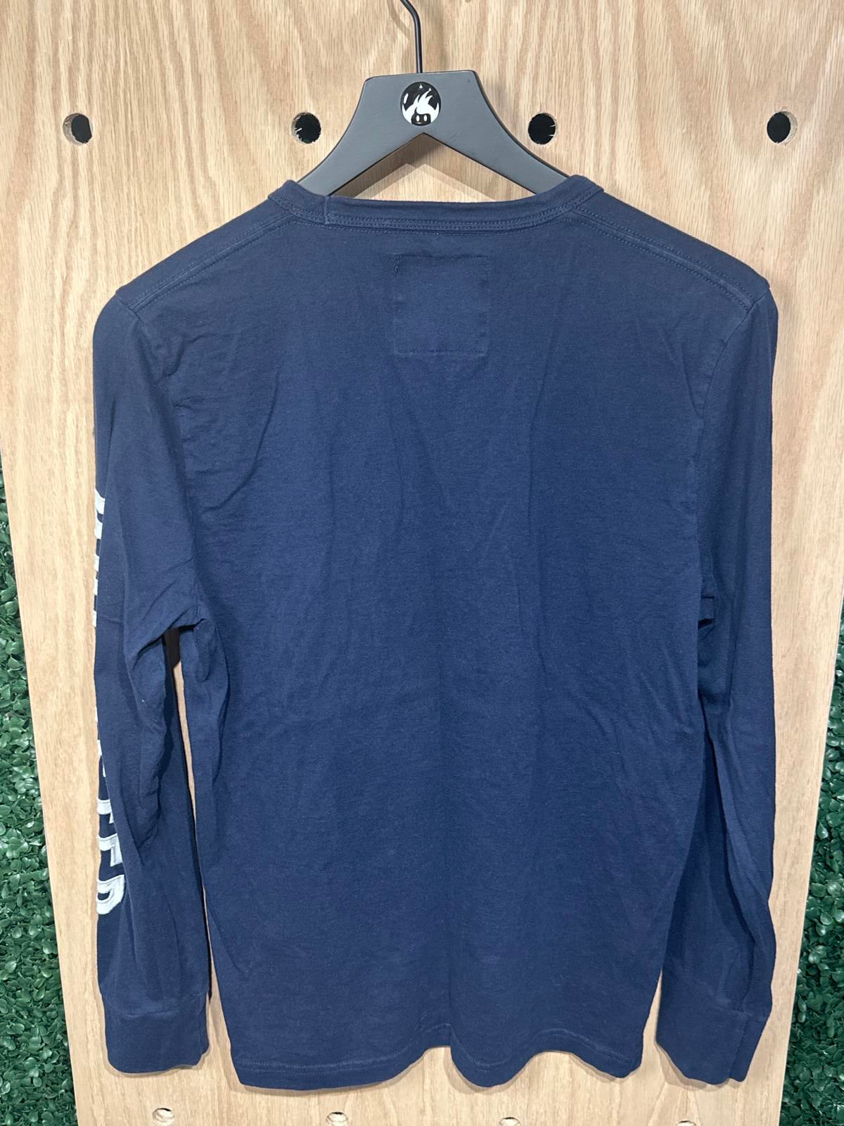 Hollister Men's Long Sleeve Navy Blue Shirt