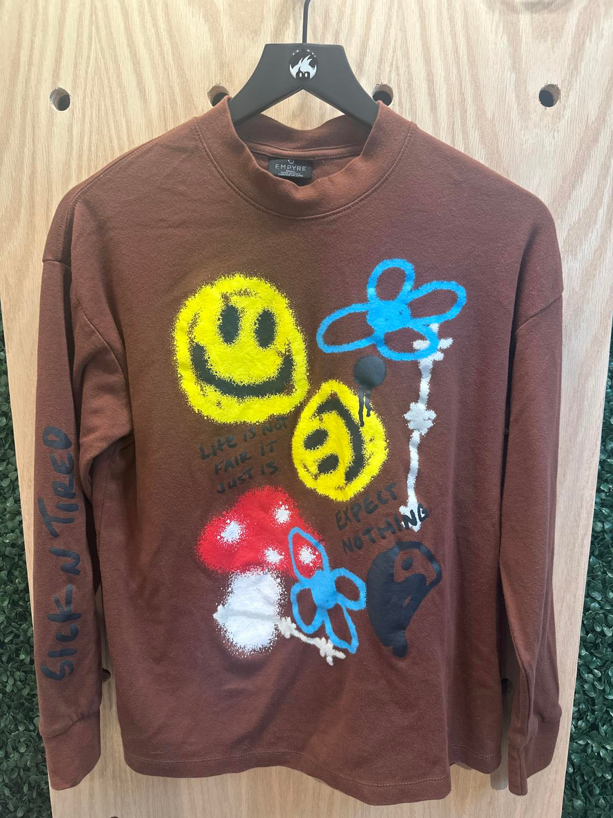 Empyre Brown Long Sleeve Shirt with Graphic Print