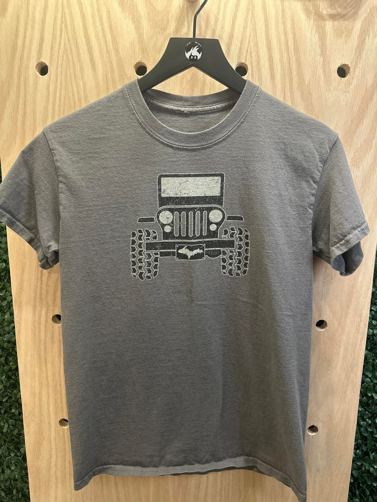 Gray Graphic T-Shirt with Jeep Front Design